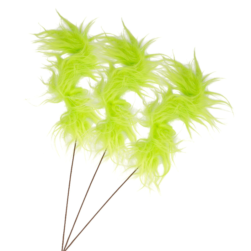Desk Setup Green - Fluffy Green Grinch Twig Picks Curly