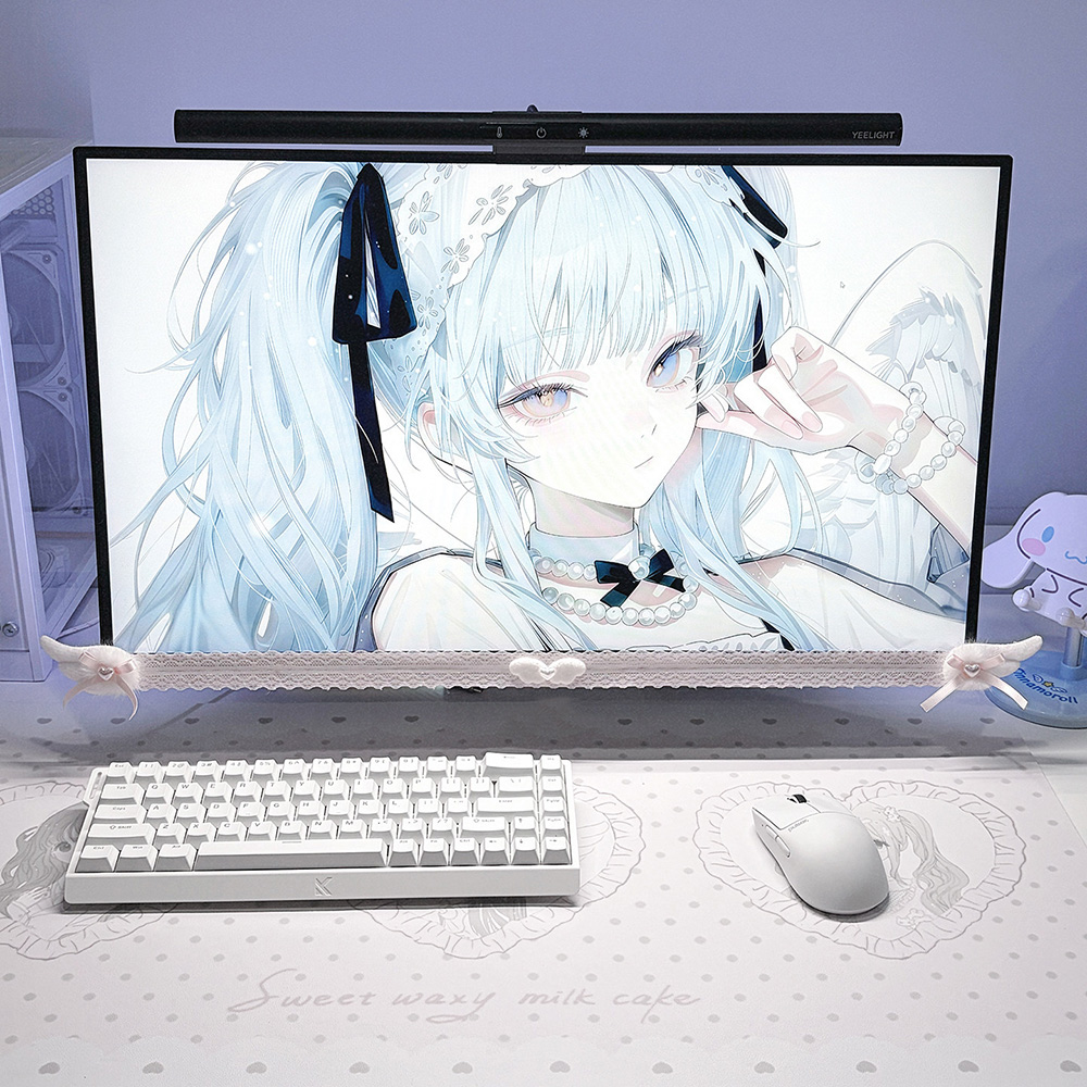 New Screen Decor White Lace Mo - đánh giá và giá Desk Setup For Gaming