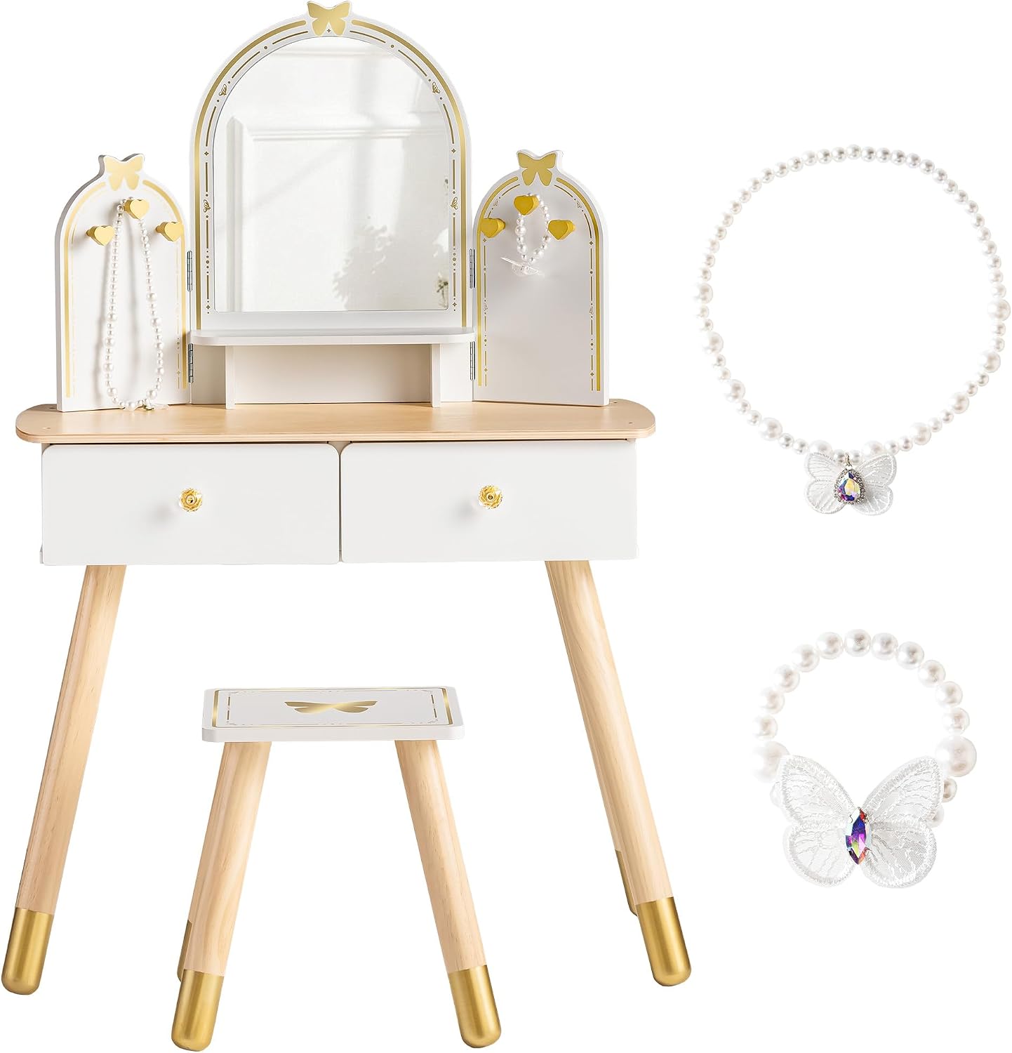 ROBOTIME White Kids Vanity Set - đánh giá và giá Desk Vanity Setup