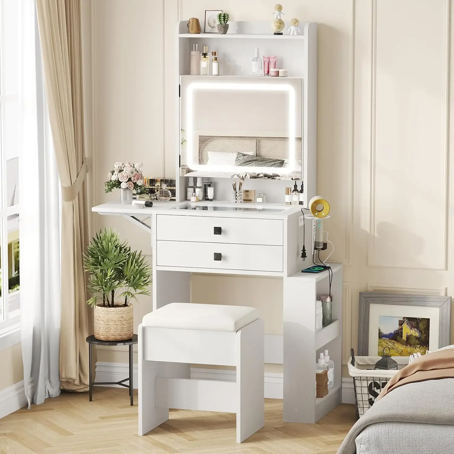 Small Makeup Vanity Desk with  - đánh giá và giá Desk Vanity Setup