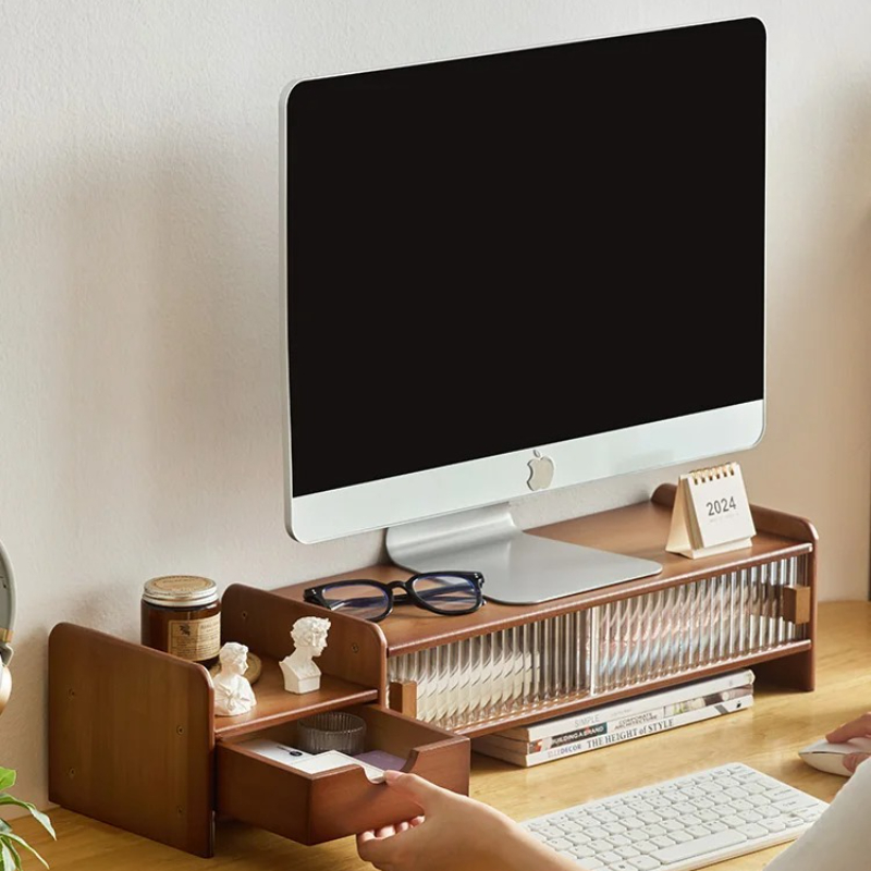 ‌Monitor Stand with Drawer-Adj - đánh giá và giá Monitor Riser Wood