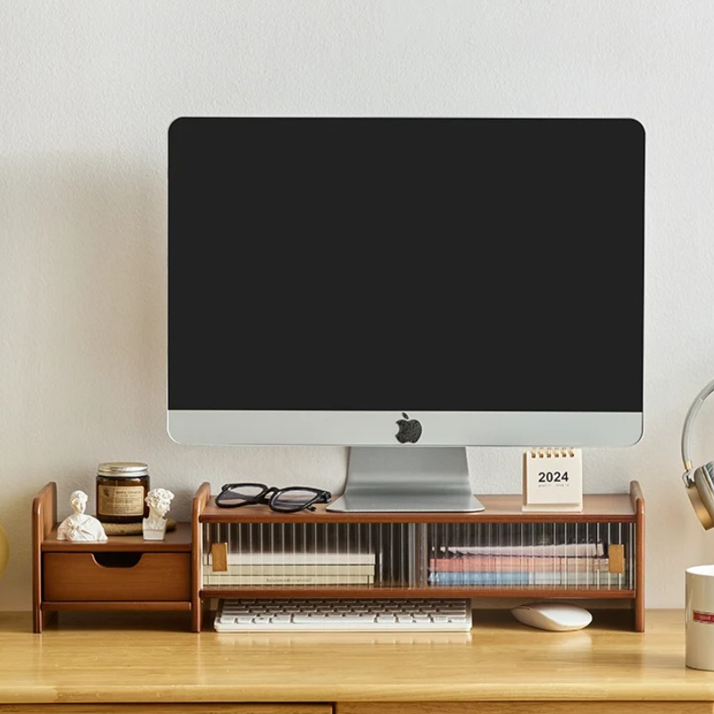 ‌Monitor Stand with Drawer-Adj - đánh giá và giá Monitor Riser Wood