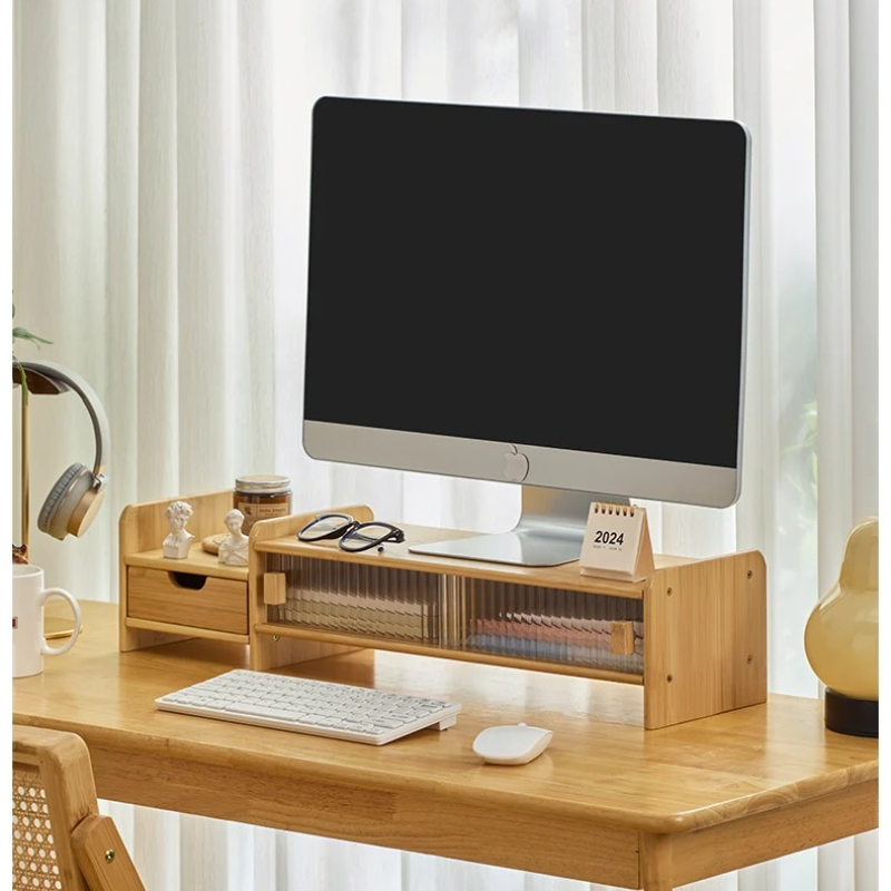 ‌Monitor Stand with Drawer-Adj - đánh giá và giá Monitor Riser Wood