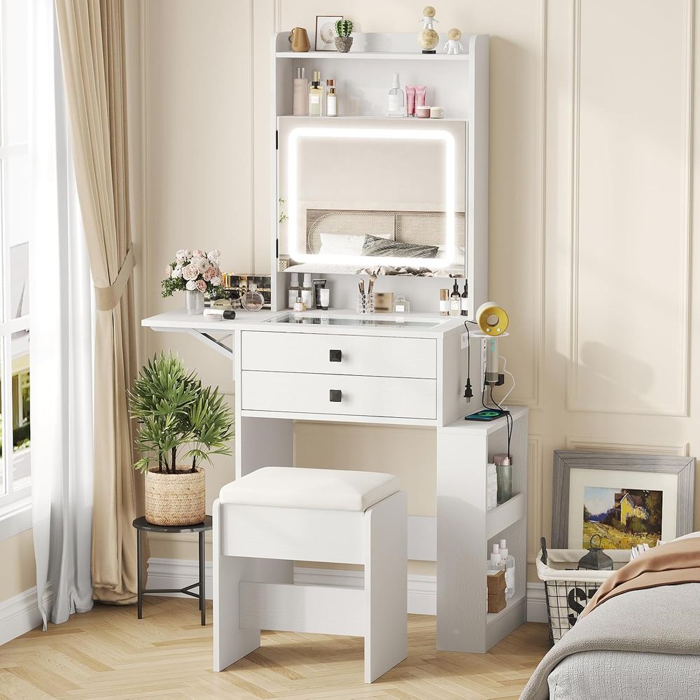 Vabches Small Makeup Vanity De - đánh giá và giá Desk Vanity Setup