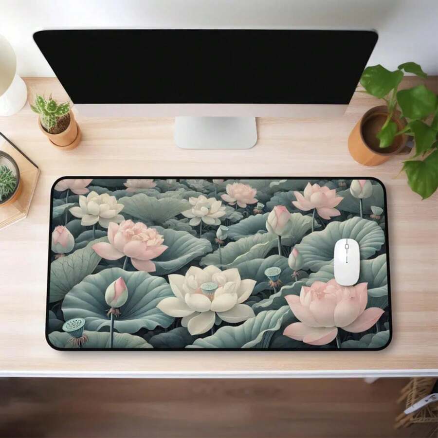 Large Lotus Flower Desk Mat No - đánh giá và giá Desk Setup Inspiration