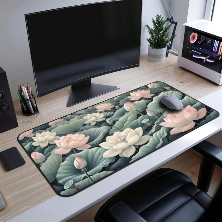Large Lotus Flower Desk Mat No - đánh giá và giá Desk Setup Inspiration