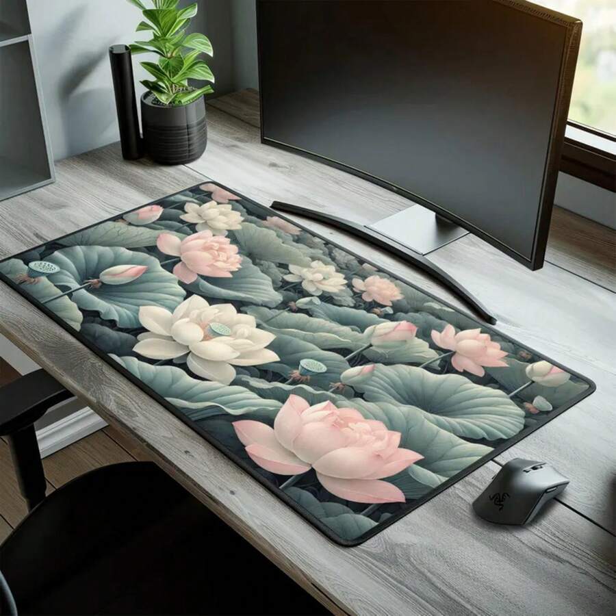 Large Lotus Flower Desk Mat No - đánh giá và giá Desk Setup Inspiration