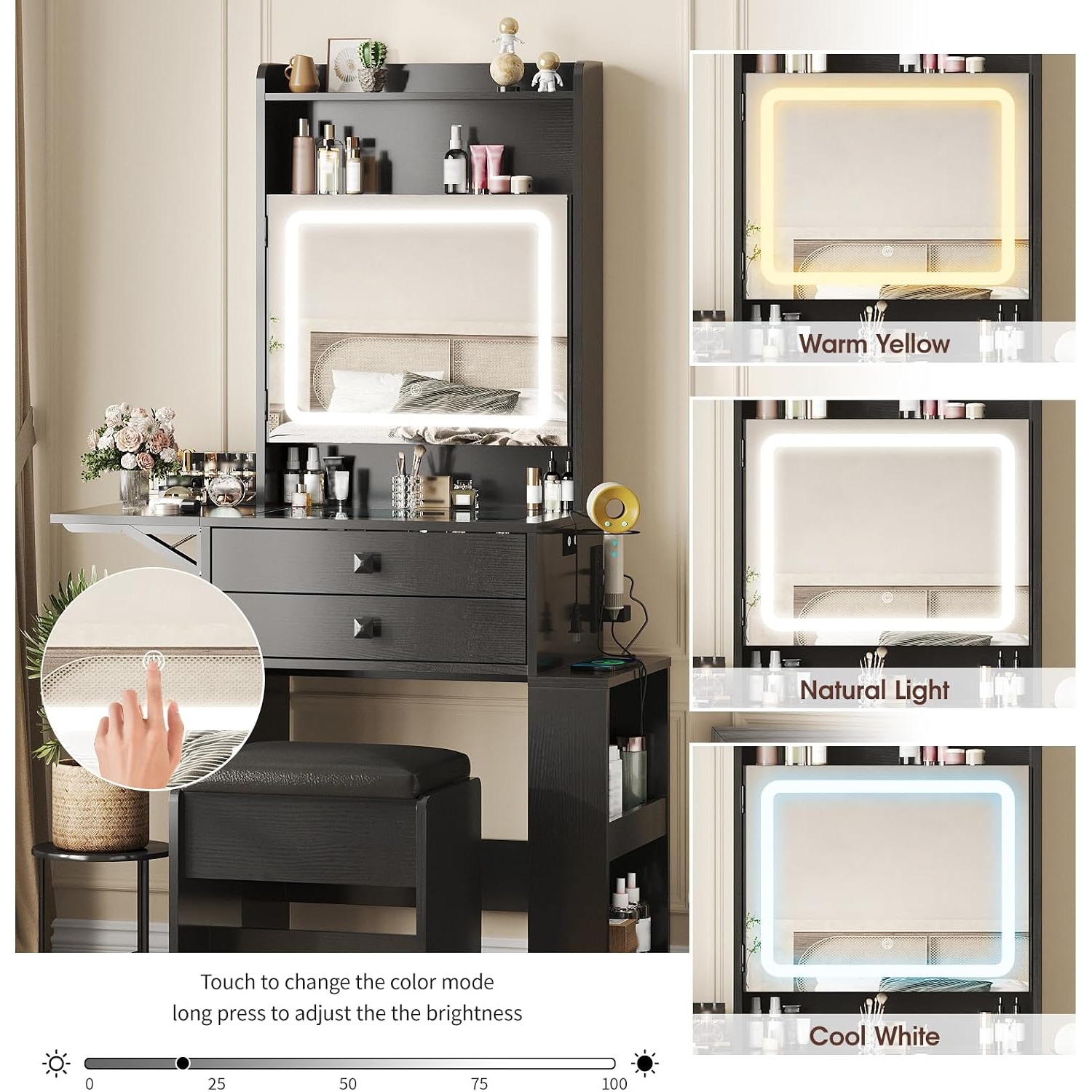 Small Makeup Vanity Desk with  - đánh giá và giá Desk Vanity Setup