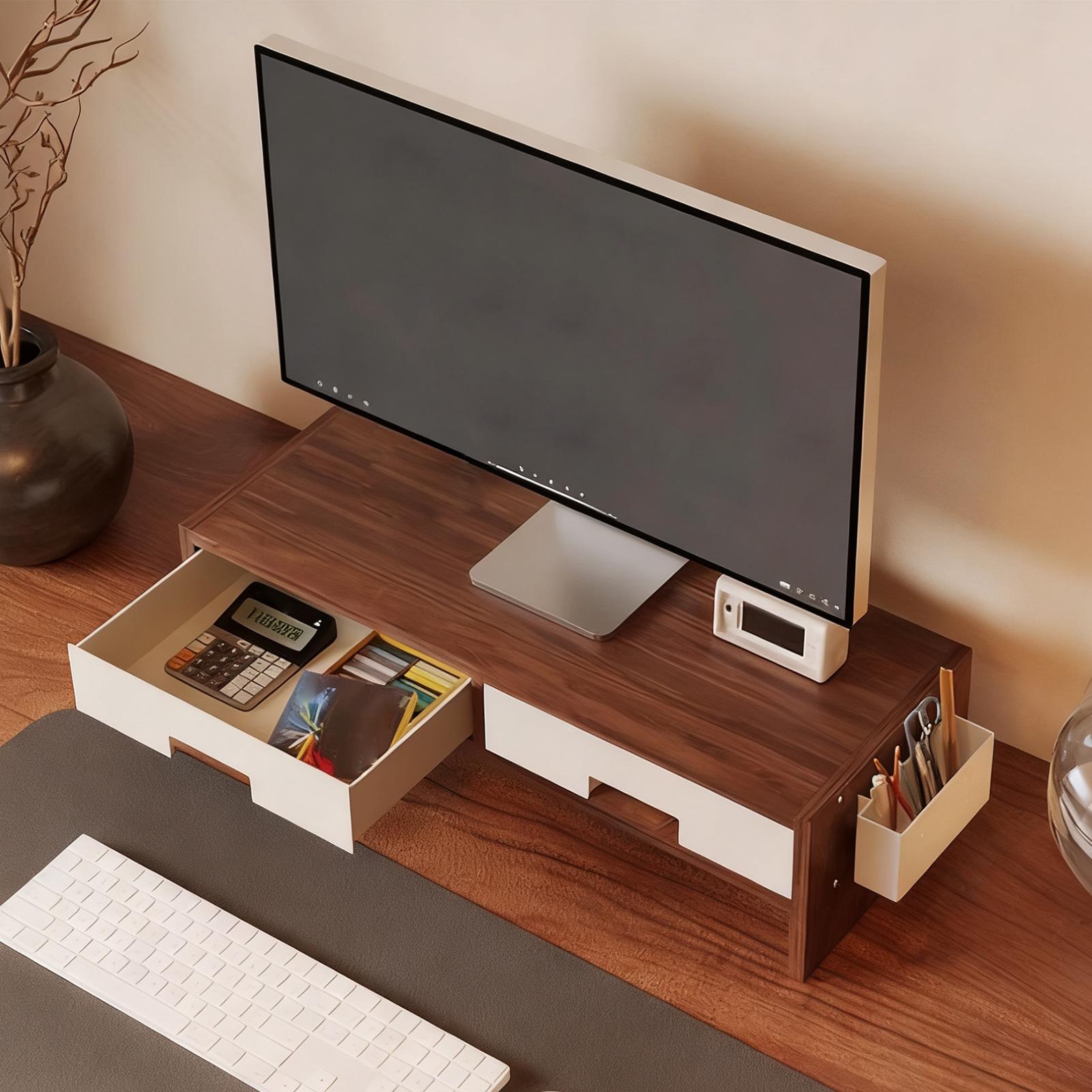 Desk Monitor Stand Riser Doubl - đánh giá và giá Monitor Riser Wood