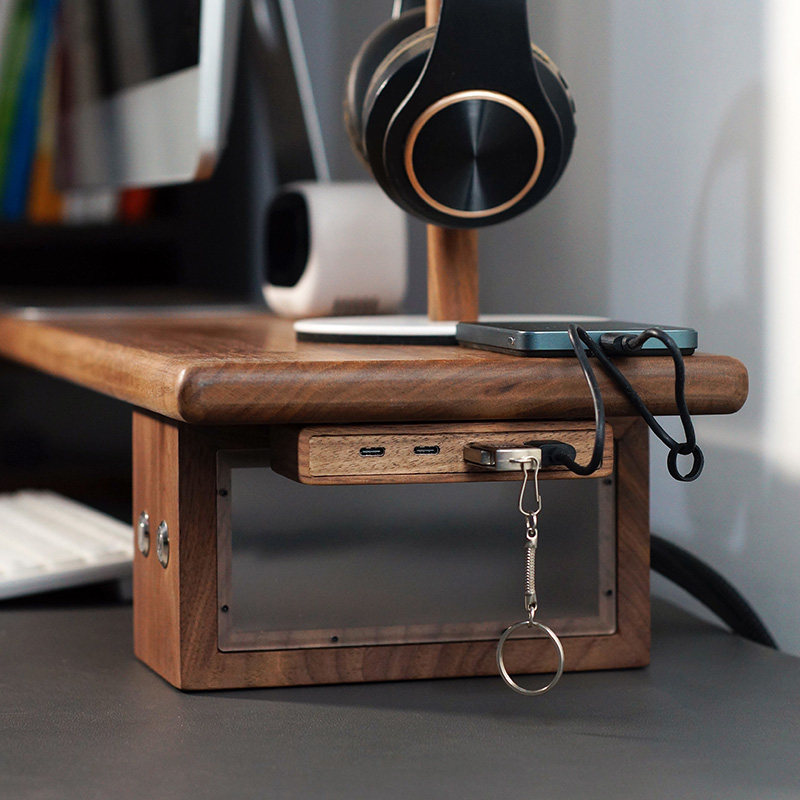 USB 3.2 Hub with Self-Adhesive - đánh giá và giá Monitor Riser Wood