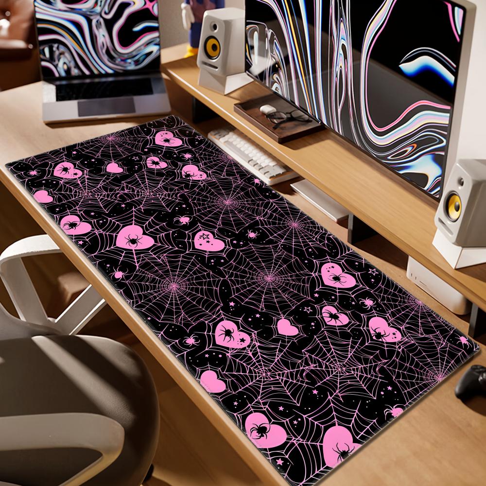 90x40 White or Pink Spiderweb  - đánh giá và giá Desk Setup For Gaming