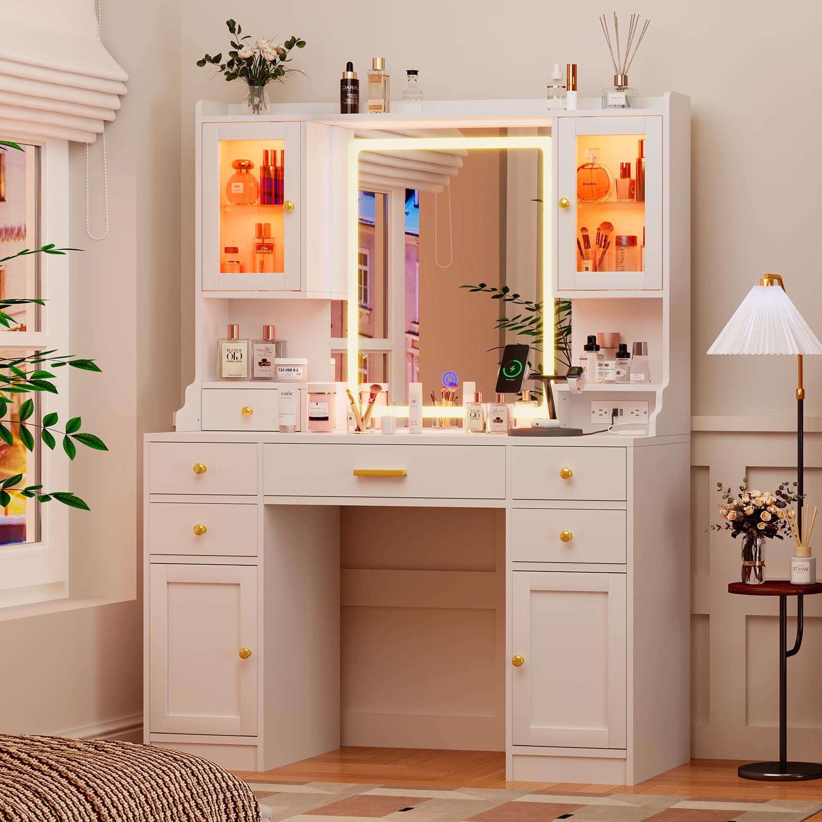 #Large Multi Storage Drawers M - đánh giá và giá Desk Vanity Setup