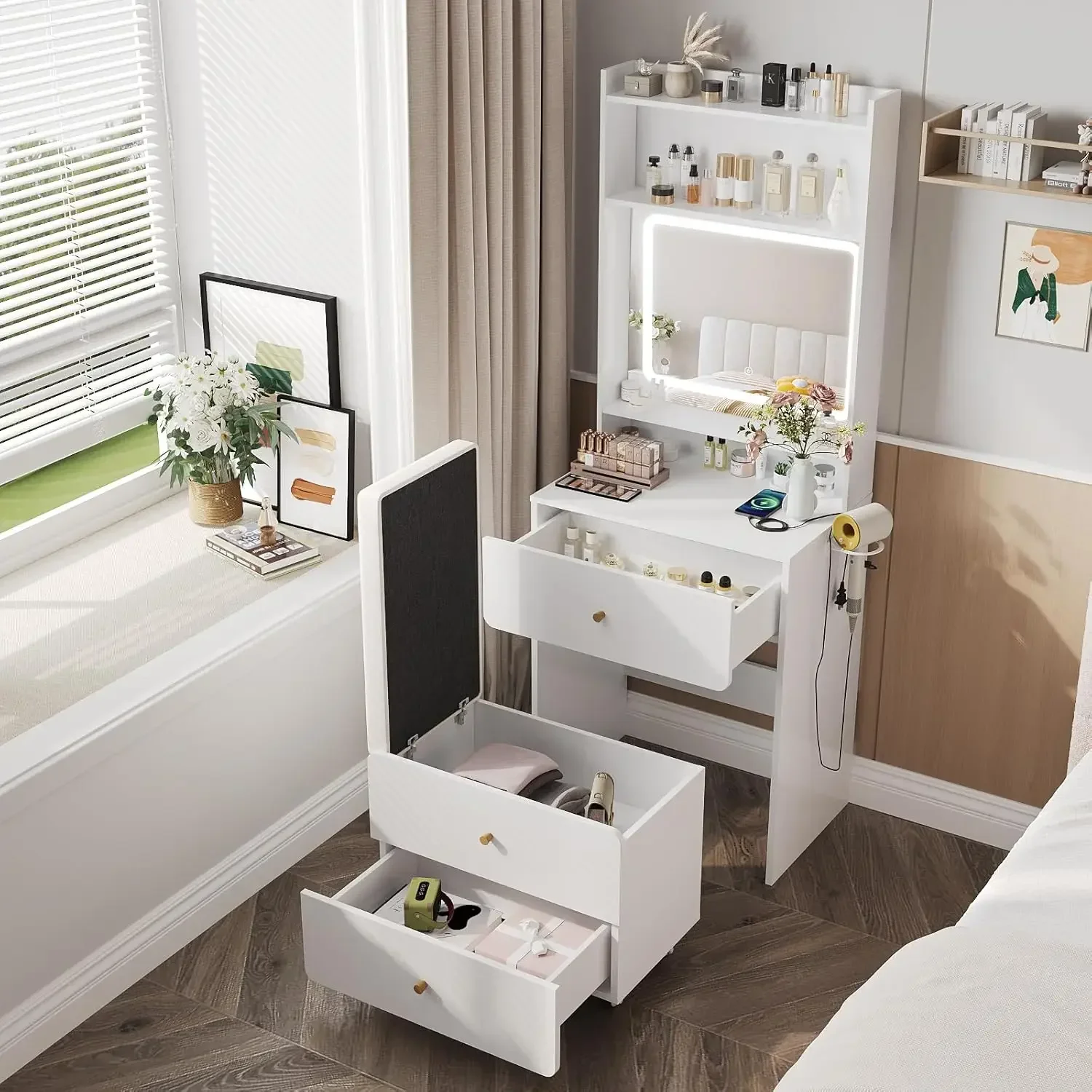 Vabches Make Up Vanity Desk wi - đánh giá và giá Desk Vanity Setup