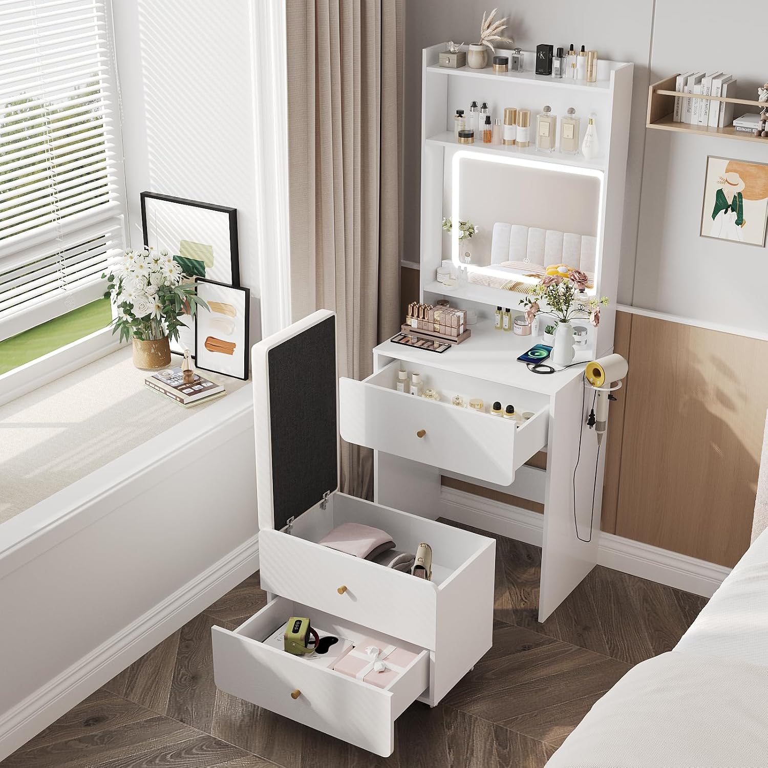 Make Up Vanity Desk with Mirro - đánh giá và giá Desk Vanity Setup