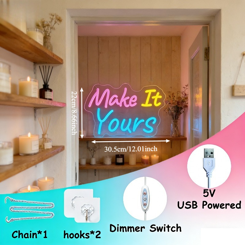 Make It Yours Neon Sign LED US - đánh giá và giá Desk Setup Inspiration