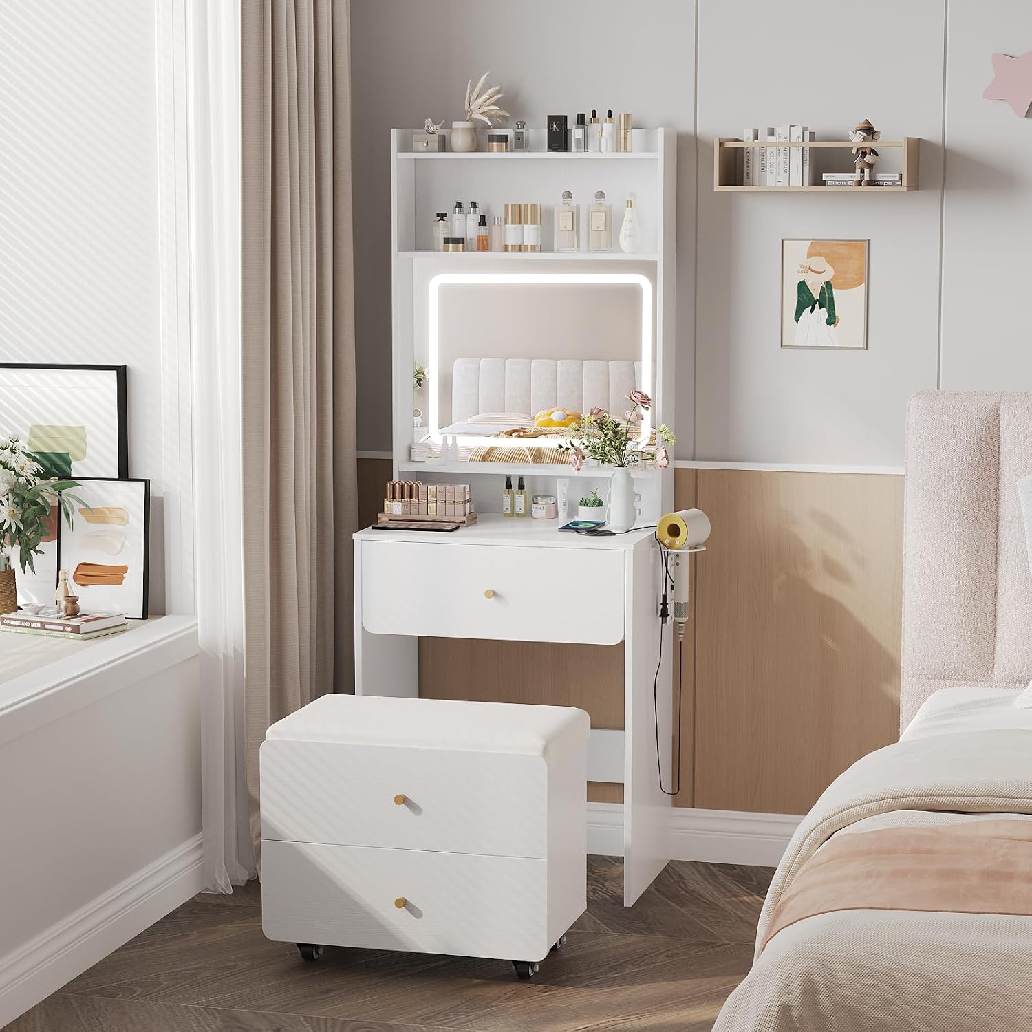 Make Up Vanity Desk with Mirro - đánh giá và giá Desk Vanity Setup