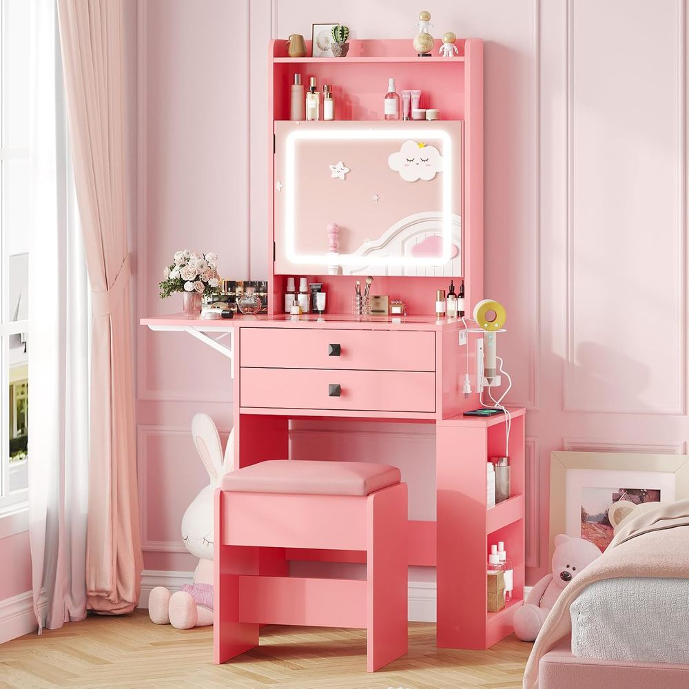 Vabches Small Makeup Vanity De - đánh giá và giá Desk Vanity Setup