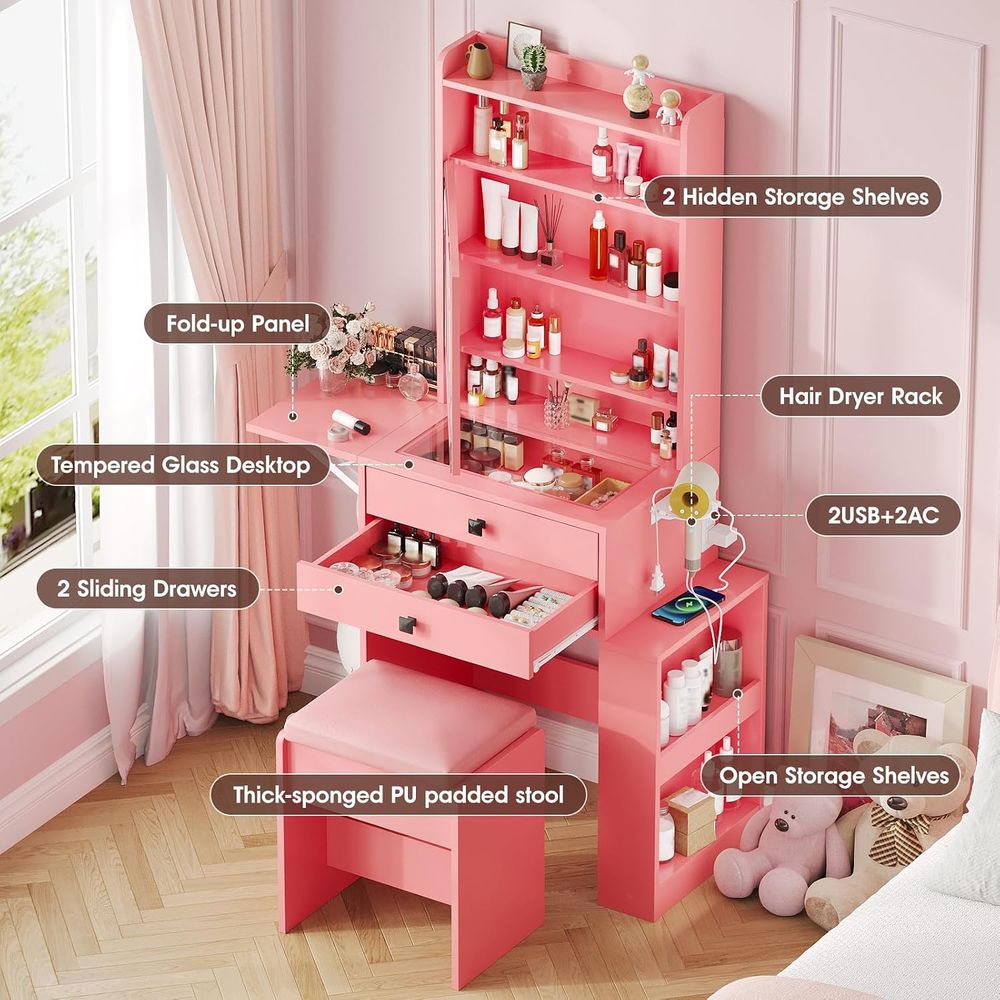 Vabches Small Makeup Vanity De - đánh giá và giá Desk Vanity Setup