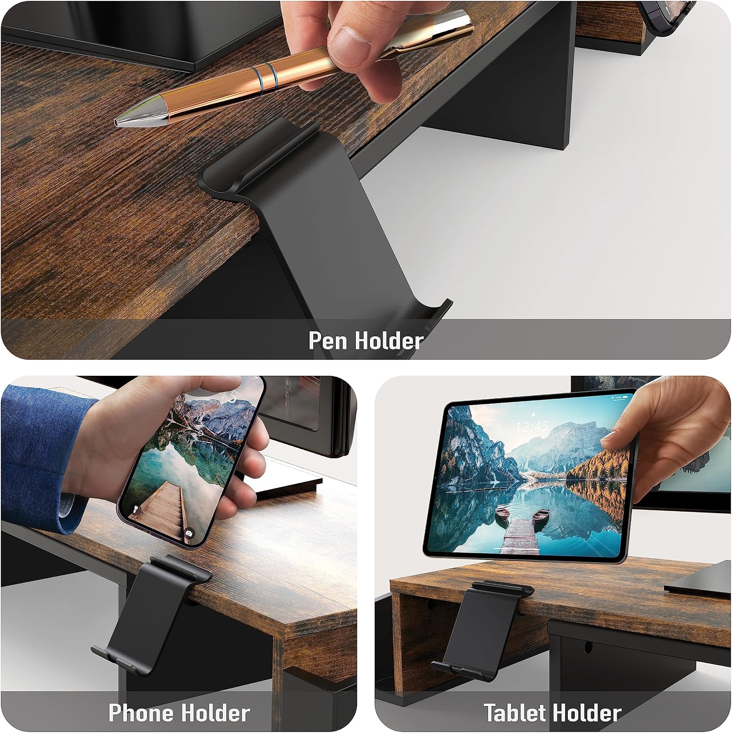 Dual Monitor Stand Riser Adjus - đánh giá và giá Monitor Riser Wood